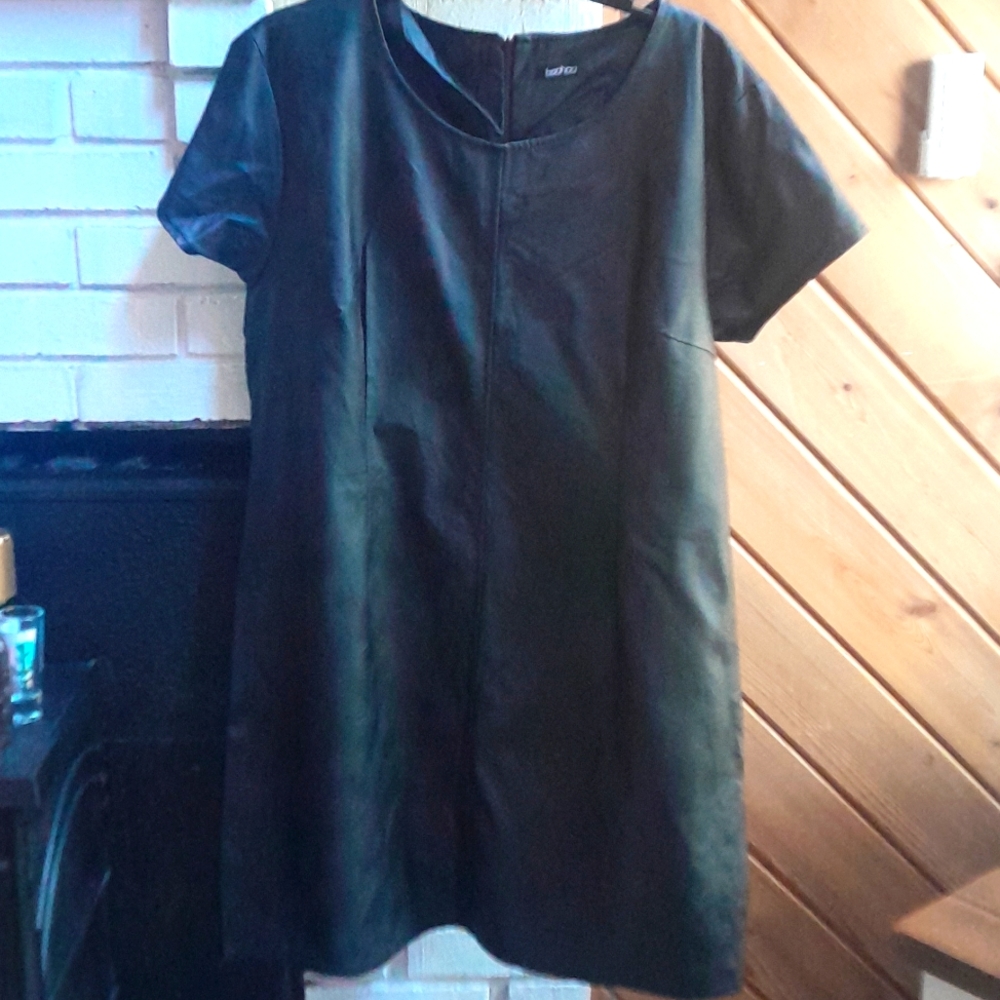 Faux Leather Women's Plus Size Dress